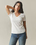Women's Premium Slub V-Neck Tee - Bone